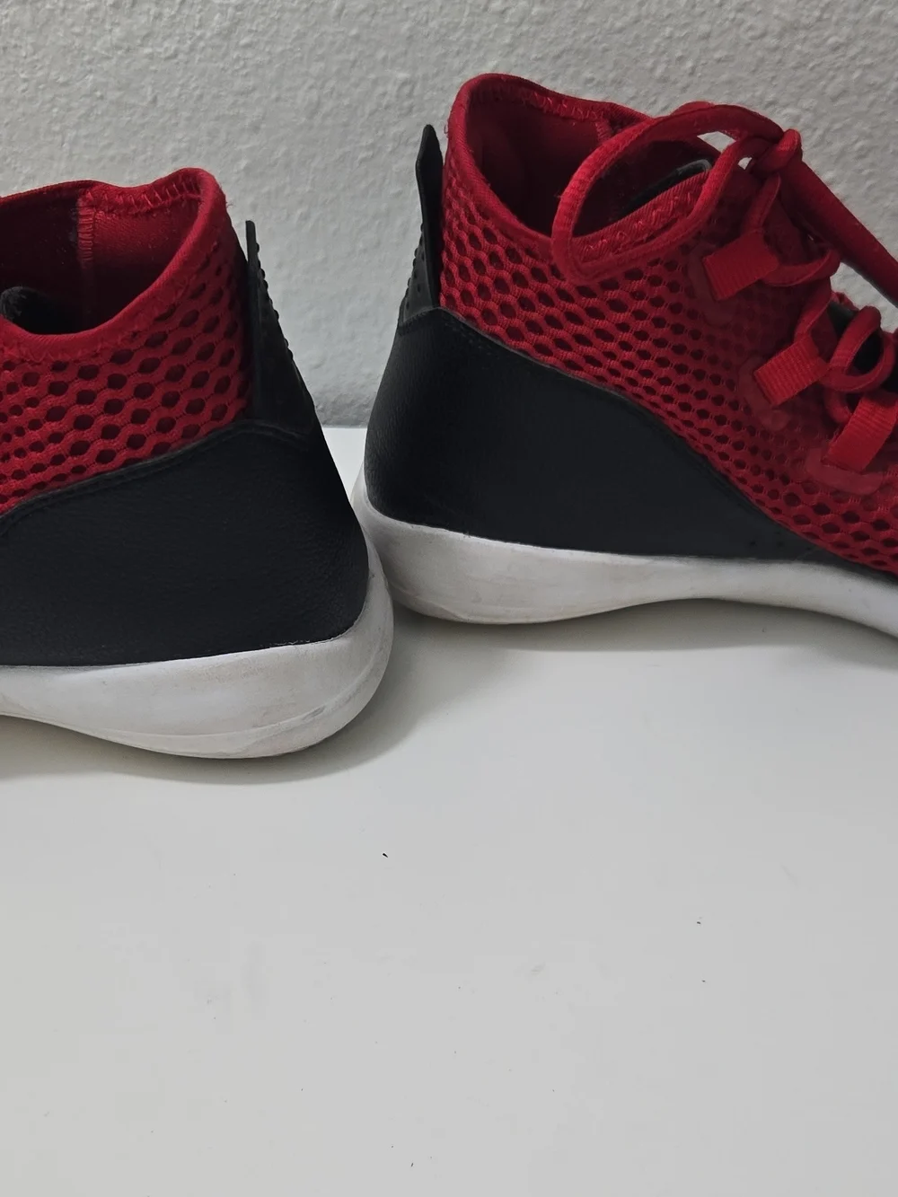 Jordan Red Knit Lace-Up Sneakers